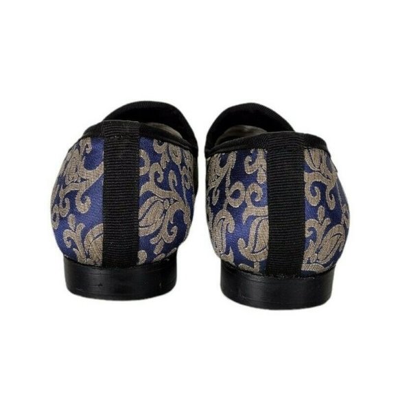 Stacy Adams Venice Blue Gold Jacquard Damask Smoking Slipper Loafer Men'… - Picture 8 of 10
